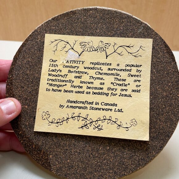 Amaranth Stoneware Ltd. Handcrafted Nativity Themed Ceramic Trivet With 15th Cen - Picture 5 of 10